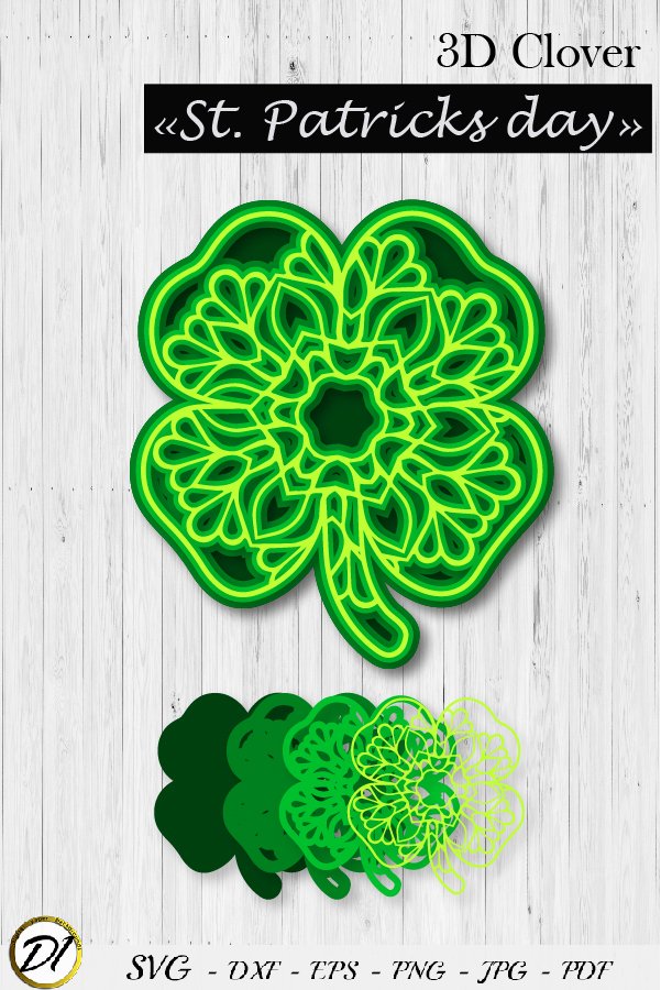 Layered clover SVG. 3D Layered SVG. Multilayer Shamrock. (1168181