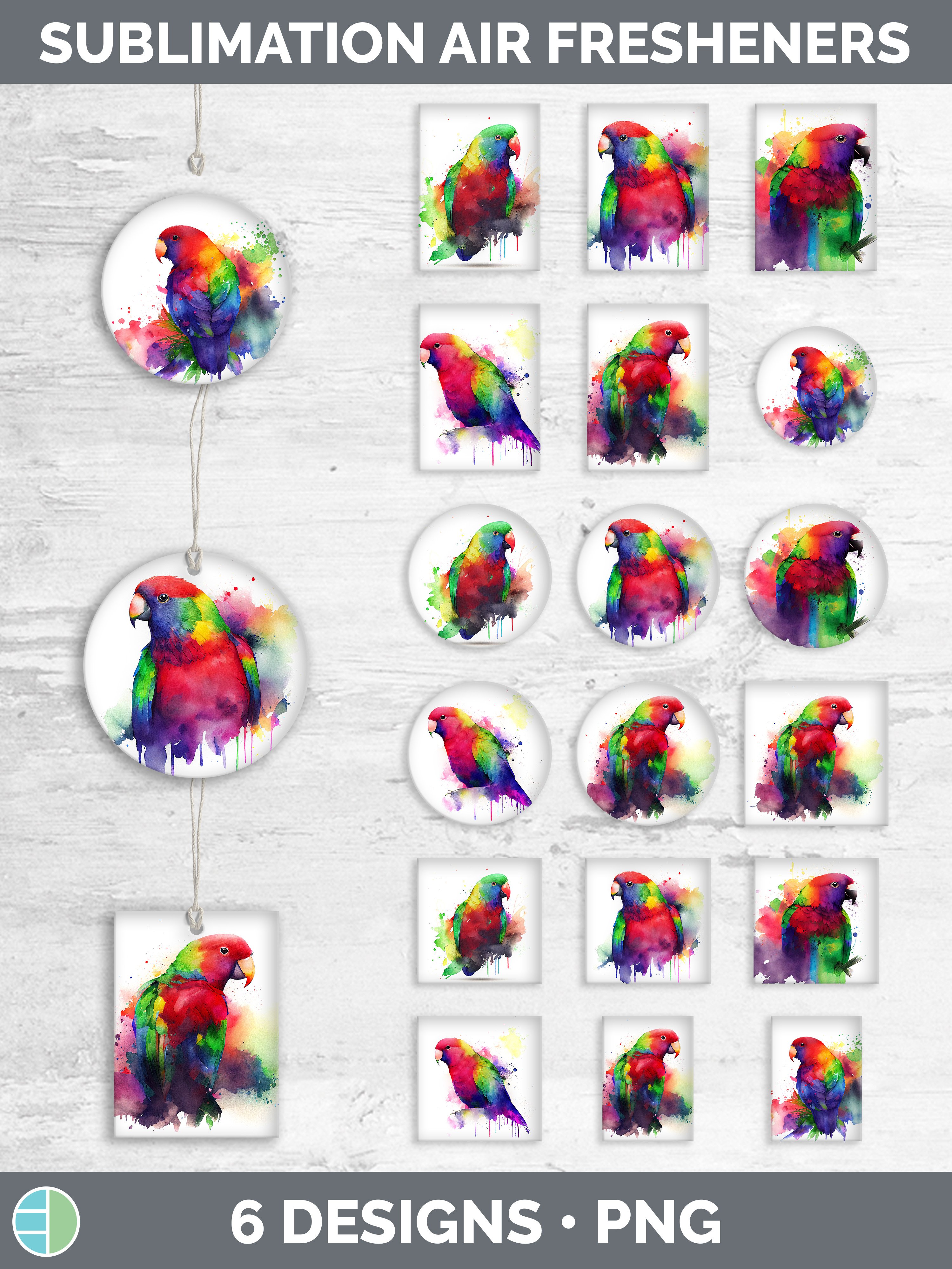 Rainbow Eclectus Parrot Air Freshener Sublimation Car Fres