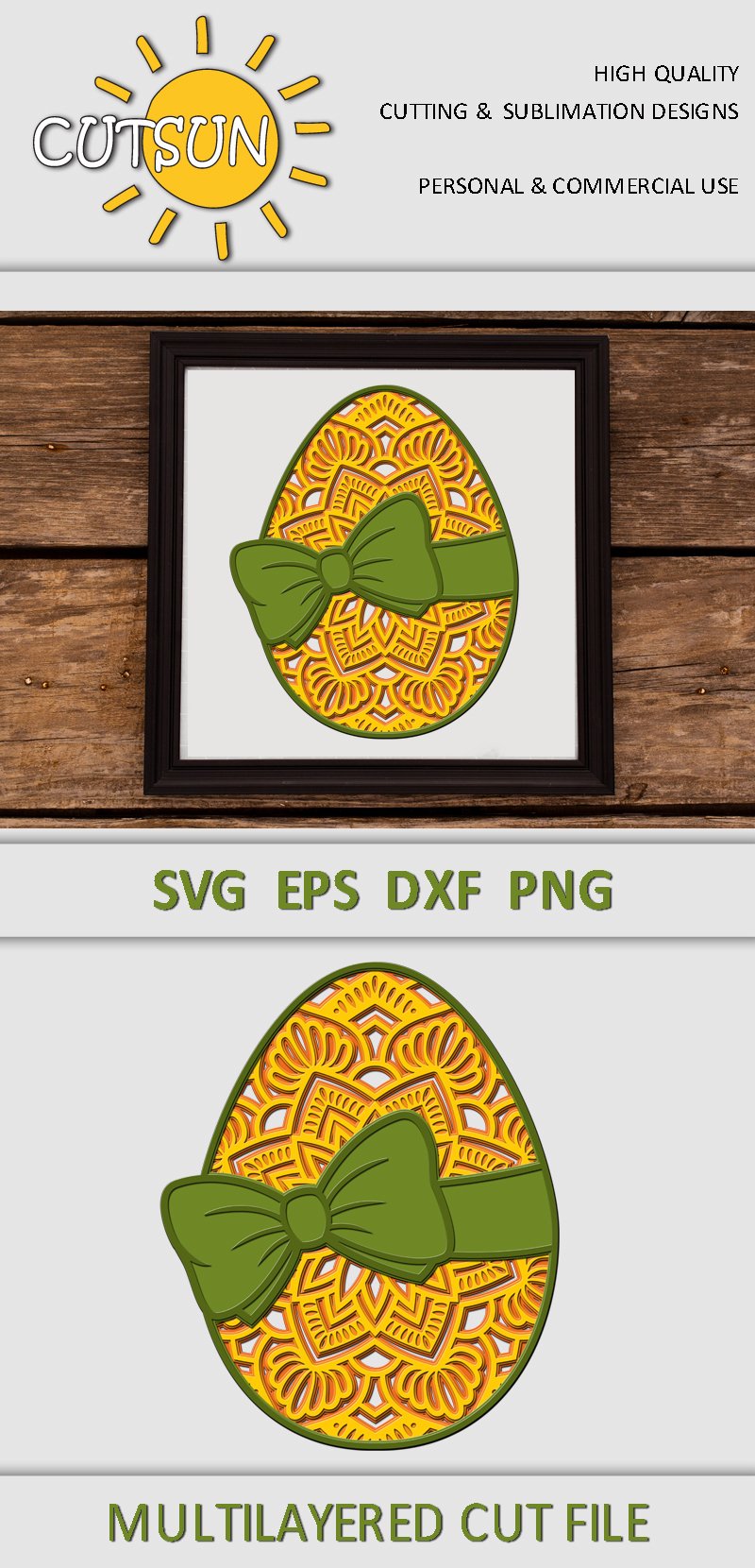 3D Layered Easter Egg Mandala SVG - 5 layers | Easter SVG