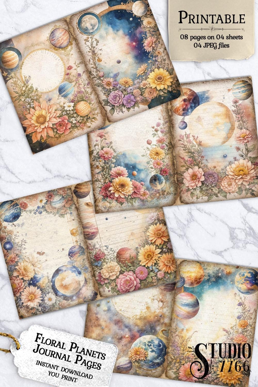 Floral Planets Junk Journal Pages