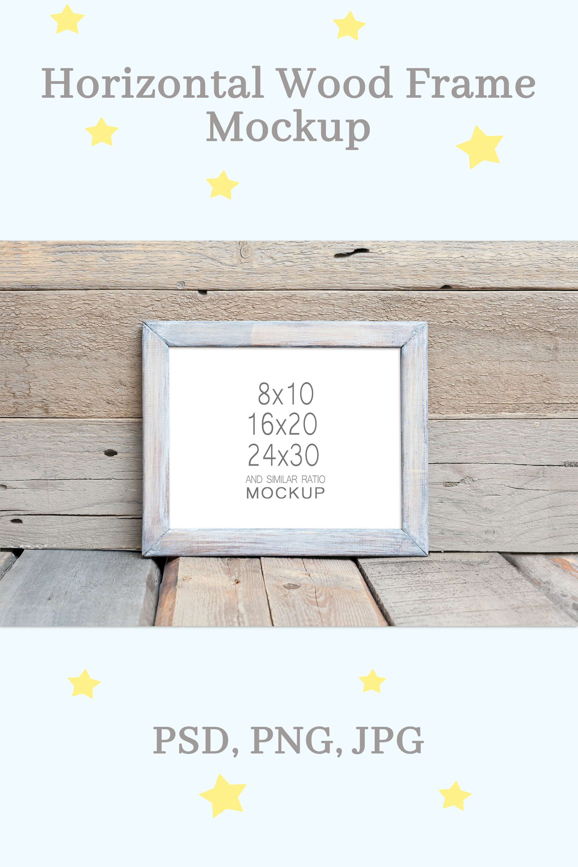 8x10 Horizontal Wood Frame Mockup, 8x10 minimal frame mockup