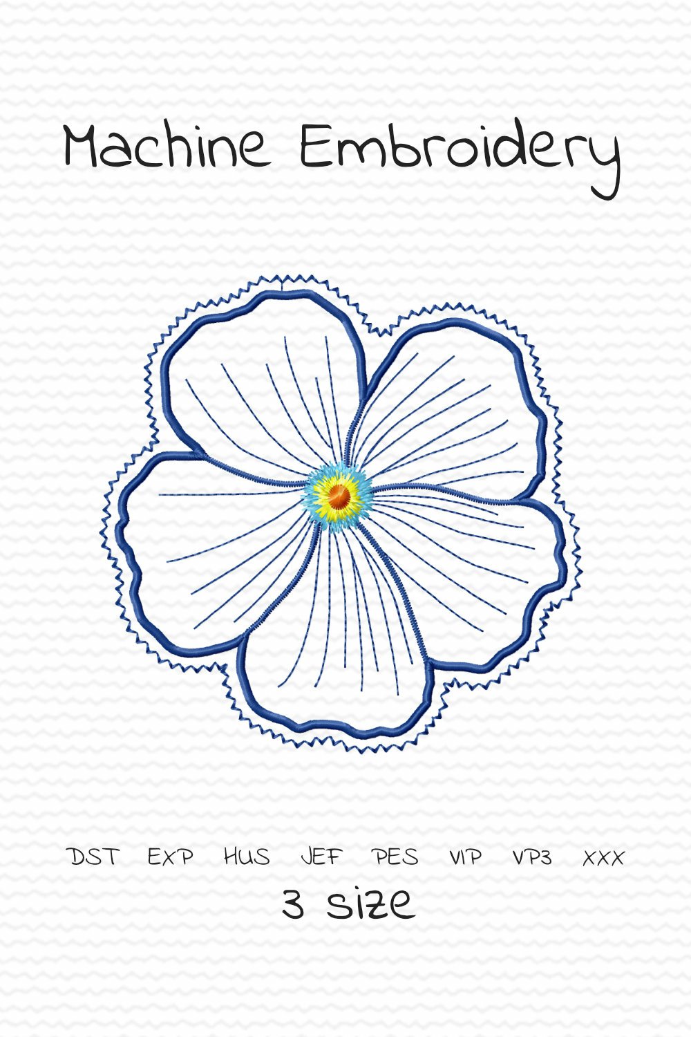 Blue flower applique Machine embroidery design