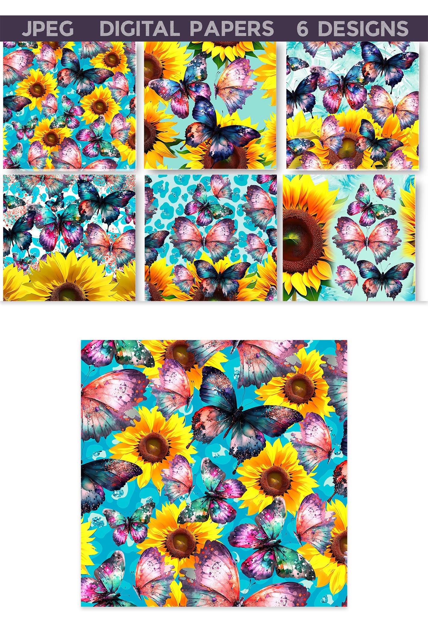Digital Papers Sunflowers And Butterflies