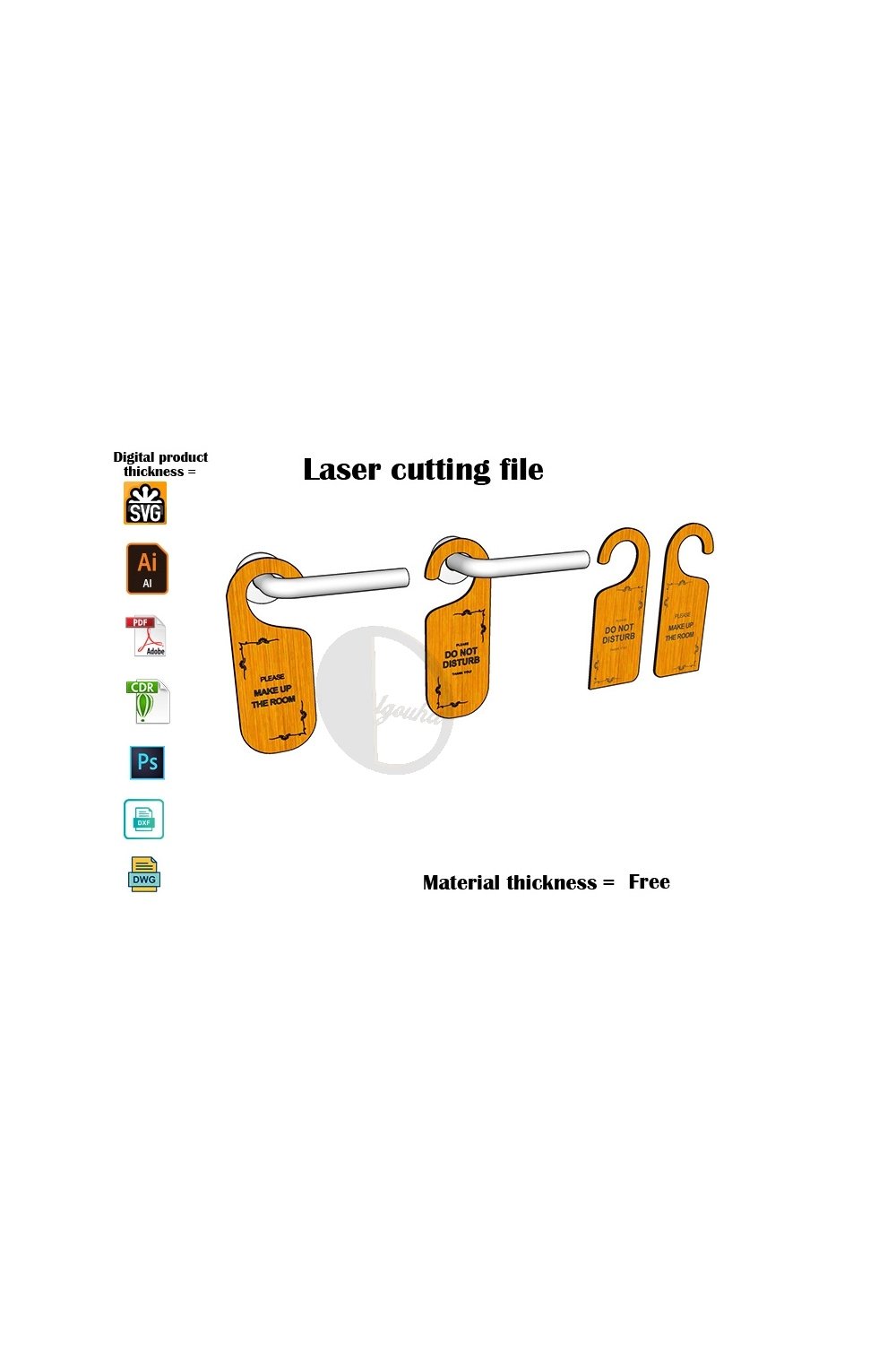 Hotel Door Hanger Template SVG Laser Cutting File