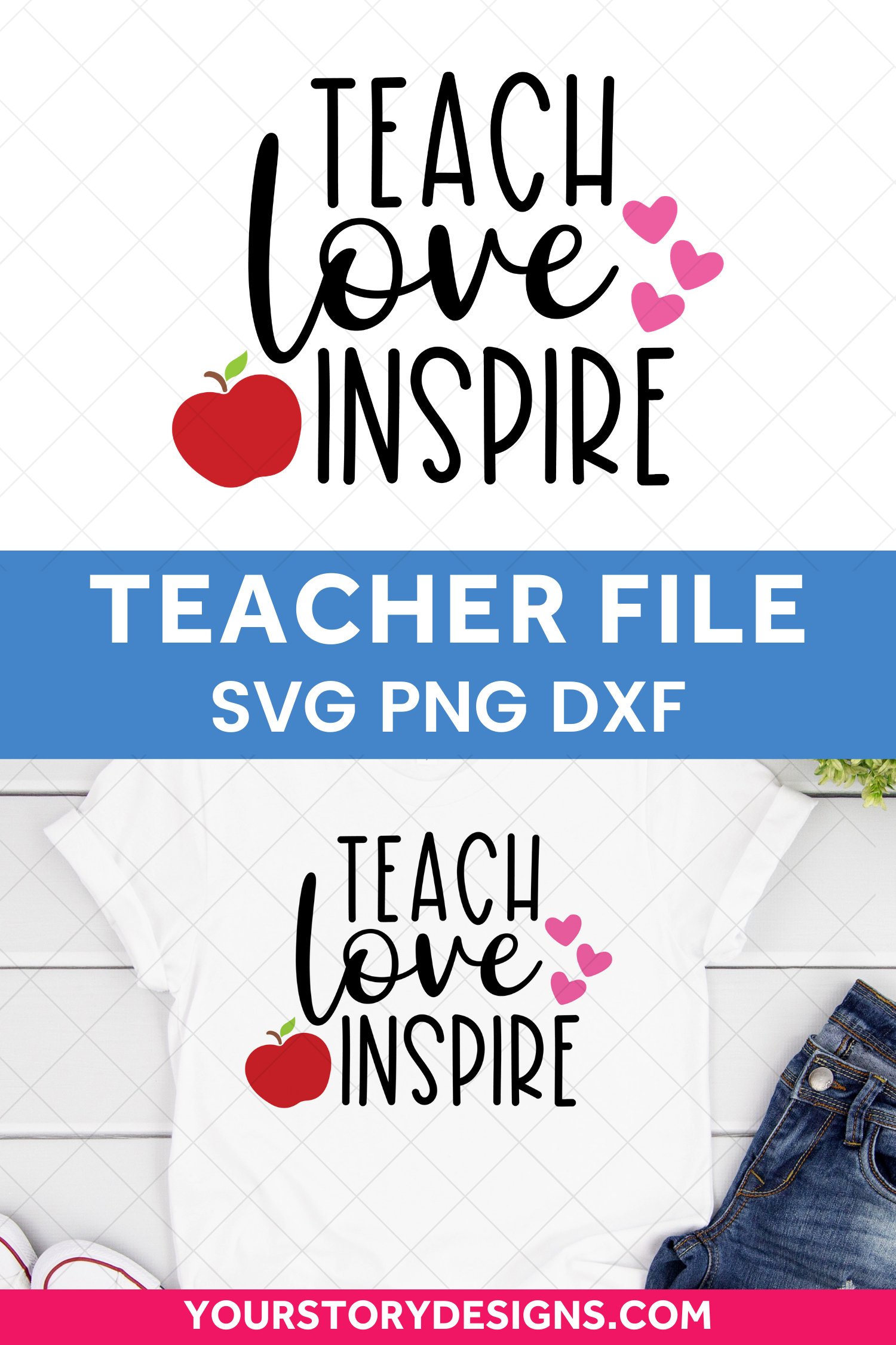 Teacher SVG File for Cricut, Teach Love Inspire SVG