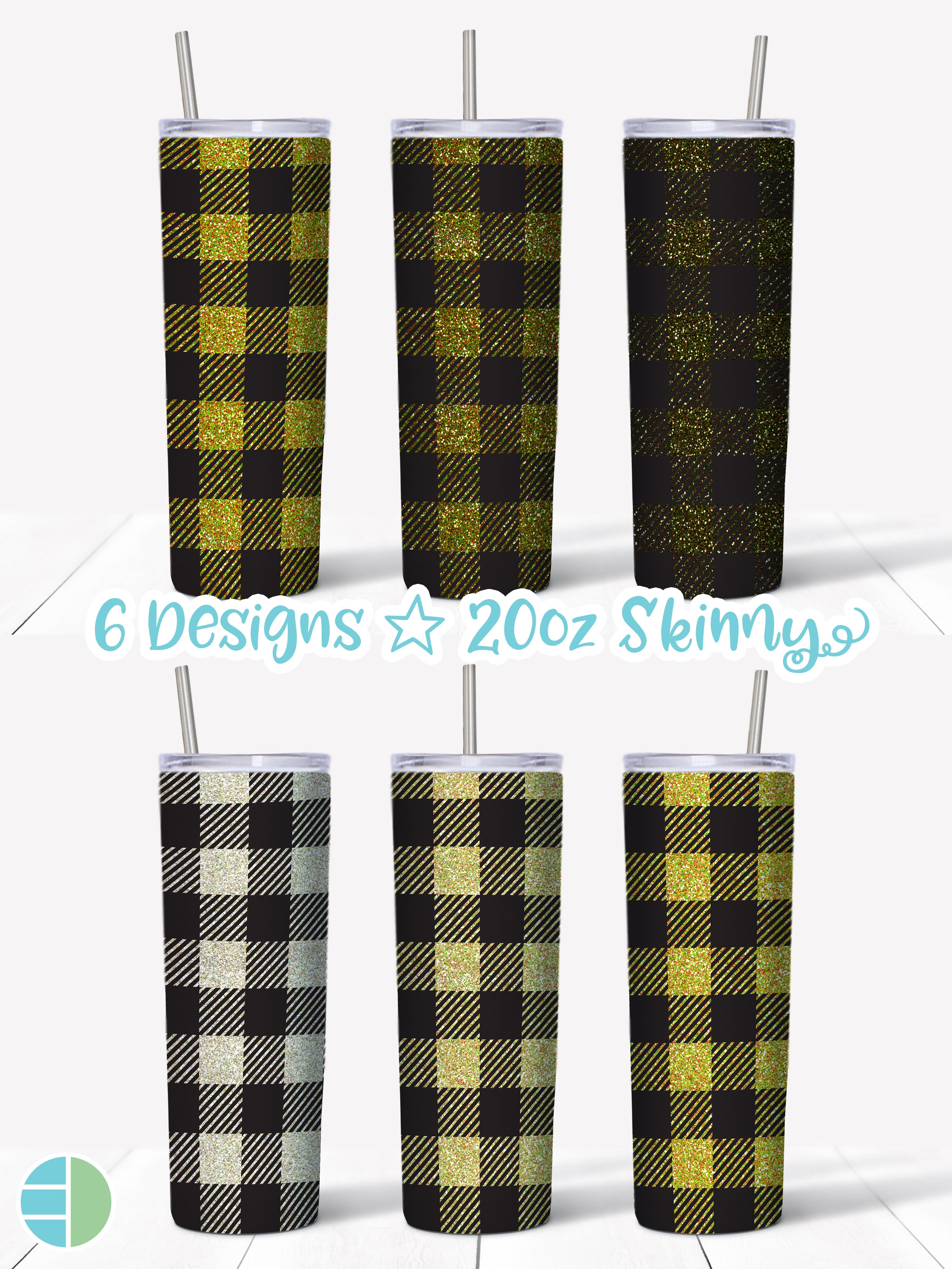 Yellow Buffalo Plaid Skinny Tumbler Sublimation Designs