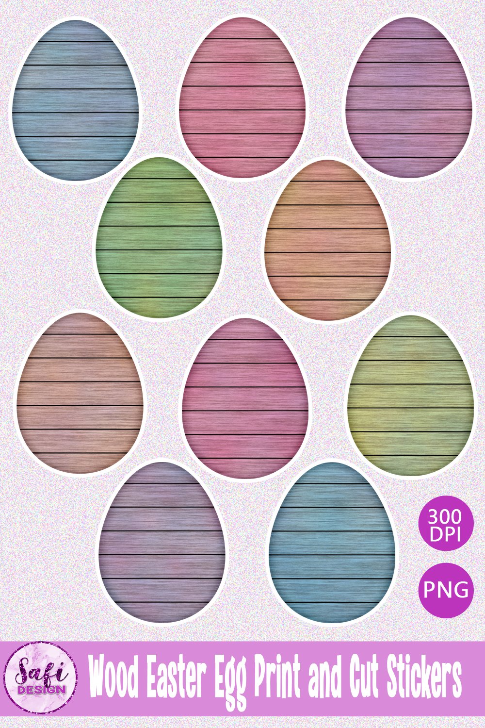 Wooden Easter Egg Print and Cut Stickers for Cricut