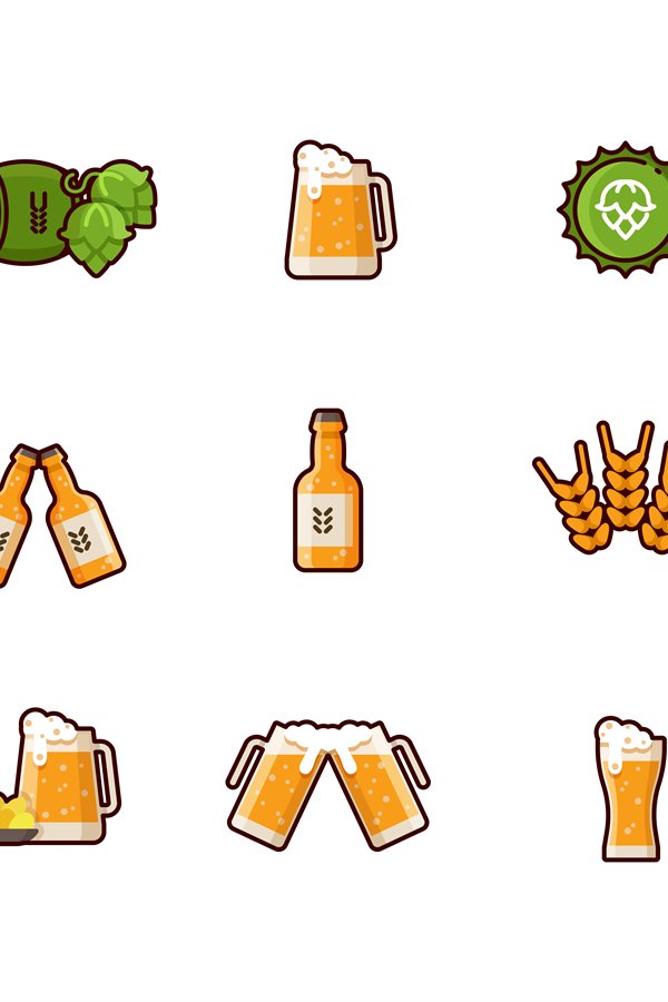 Beer vector line icons isolated on white background