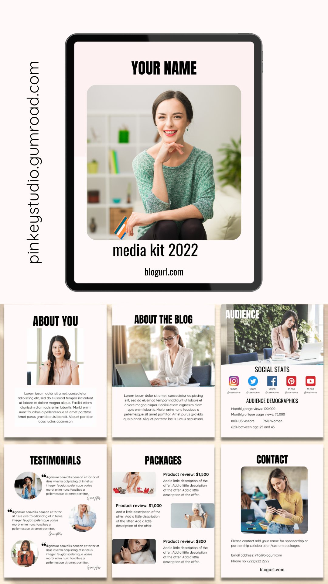Media Kit Canva template for Bloggers and influencers