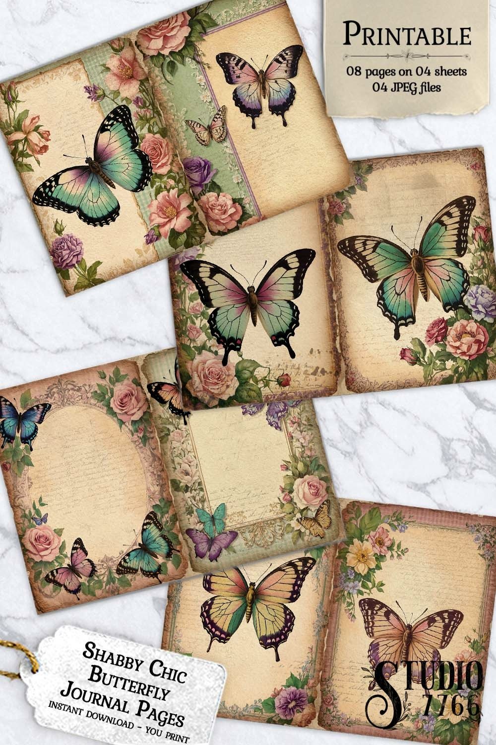 Shabby Chic Butterfly Junk Journal Pages (4269061)