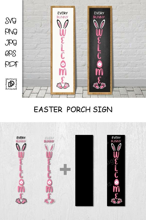 Every Bunny Welcome Easter Porch Sign SVG Cutting (1272351)