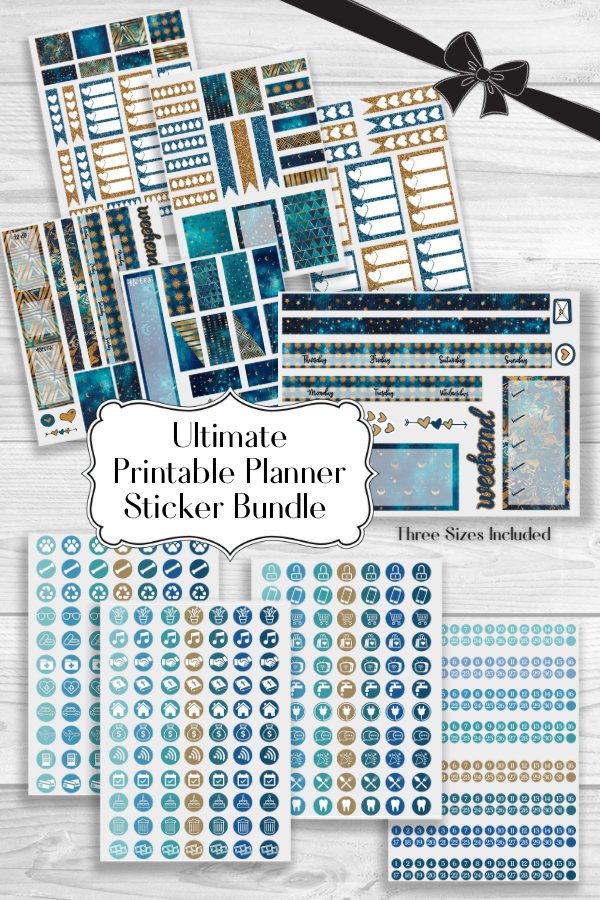 Sun Moon and Stars Celestial Printable Planner Sticker Kit