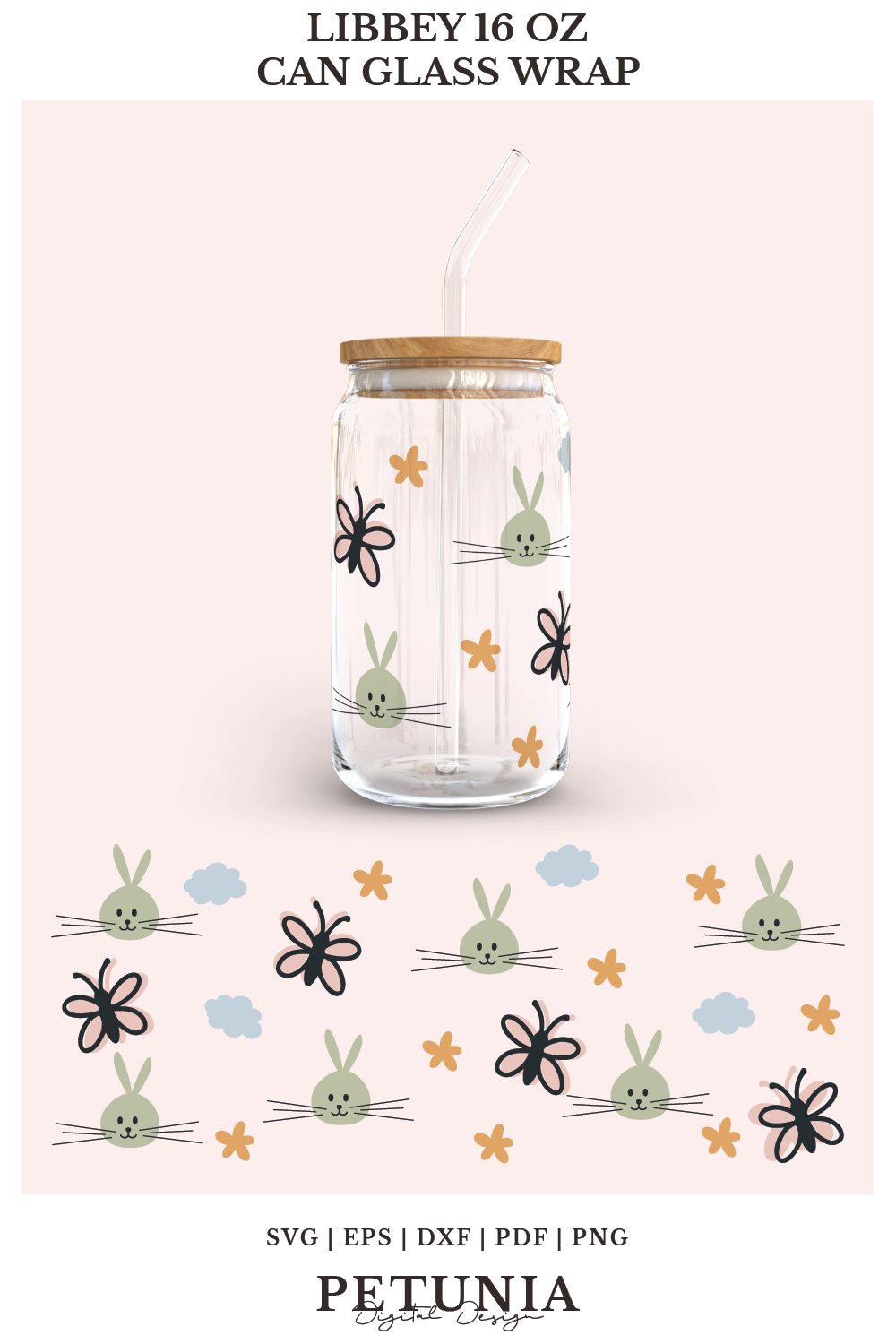 Easter Glass Can Wrap SVG | Libbey Can Glass SVG