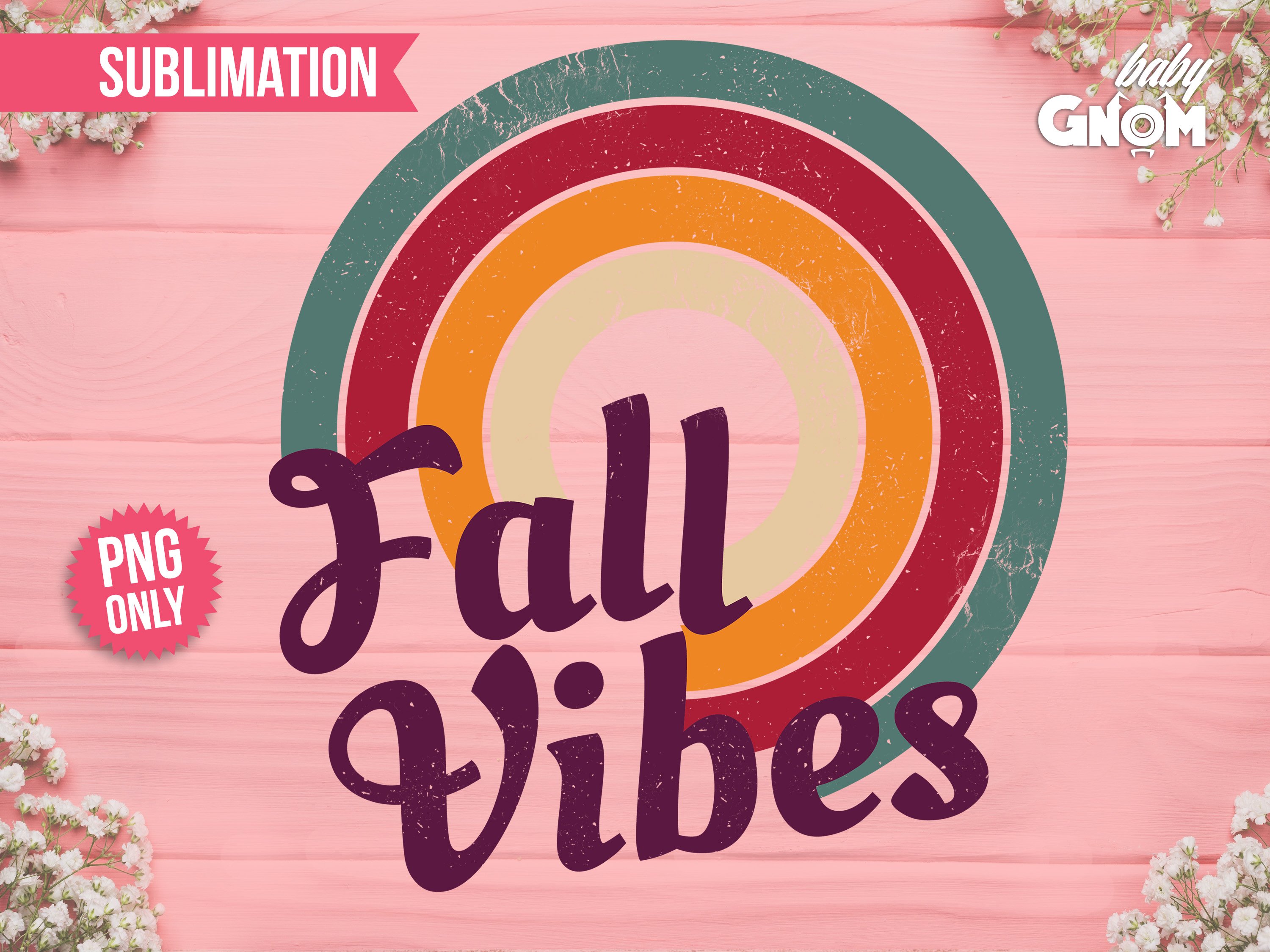 Fall Vibes SUB, Rainbow PNG, Print File for Sublimation