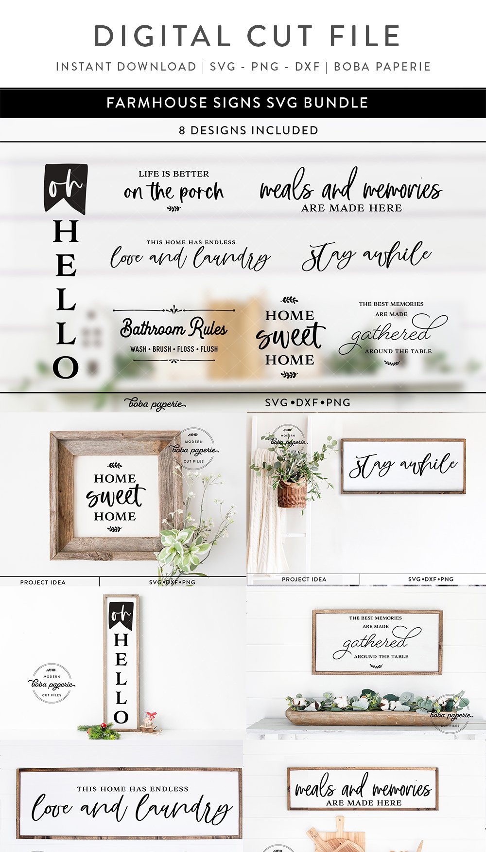 Farmhouse Signs Bundle | Rustic home decor svg