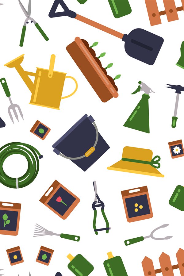 Vector flat gardening icons pattern or background illustrati