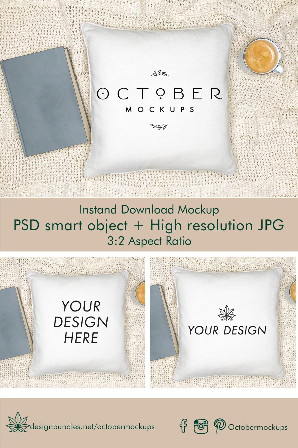 Pillowcase Mockup Pillow Mockup JPG and PSD smart object
