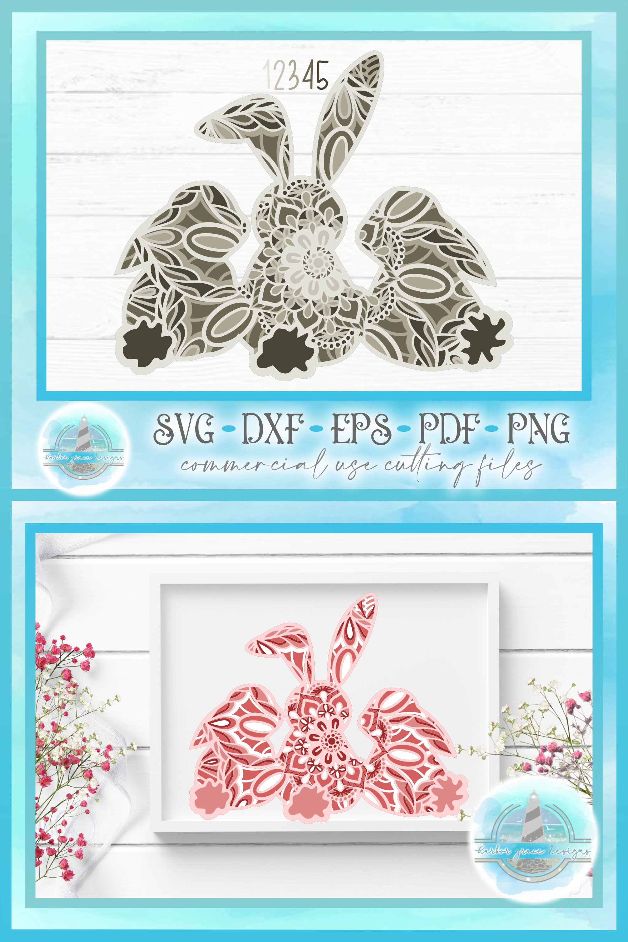 3D Easter Bunny SVG | 3D SVG | 3D Layered Design