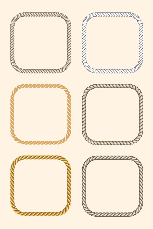 Square nautical ropes vector frames set (821035)