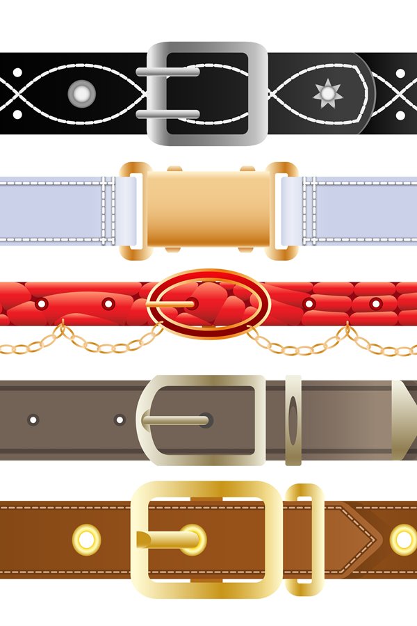 Leather belts with metal buckles