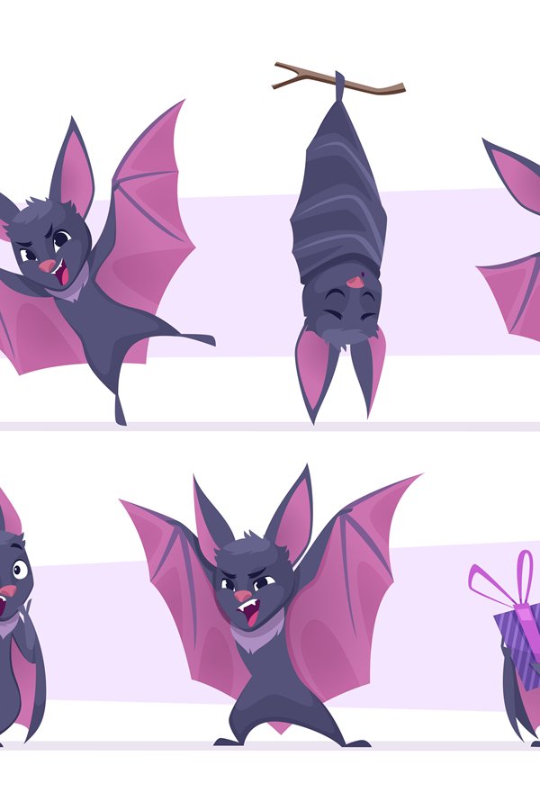 Flying bat. Cartoon wild vampire scary mammals mouse mascot (1799124