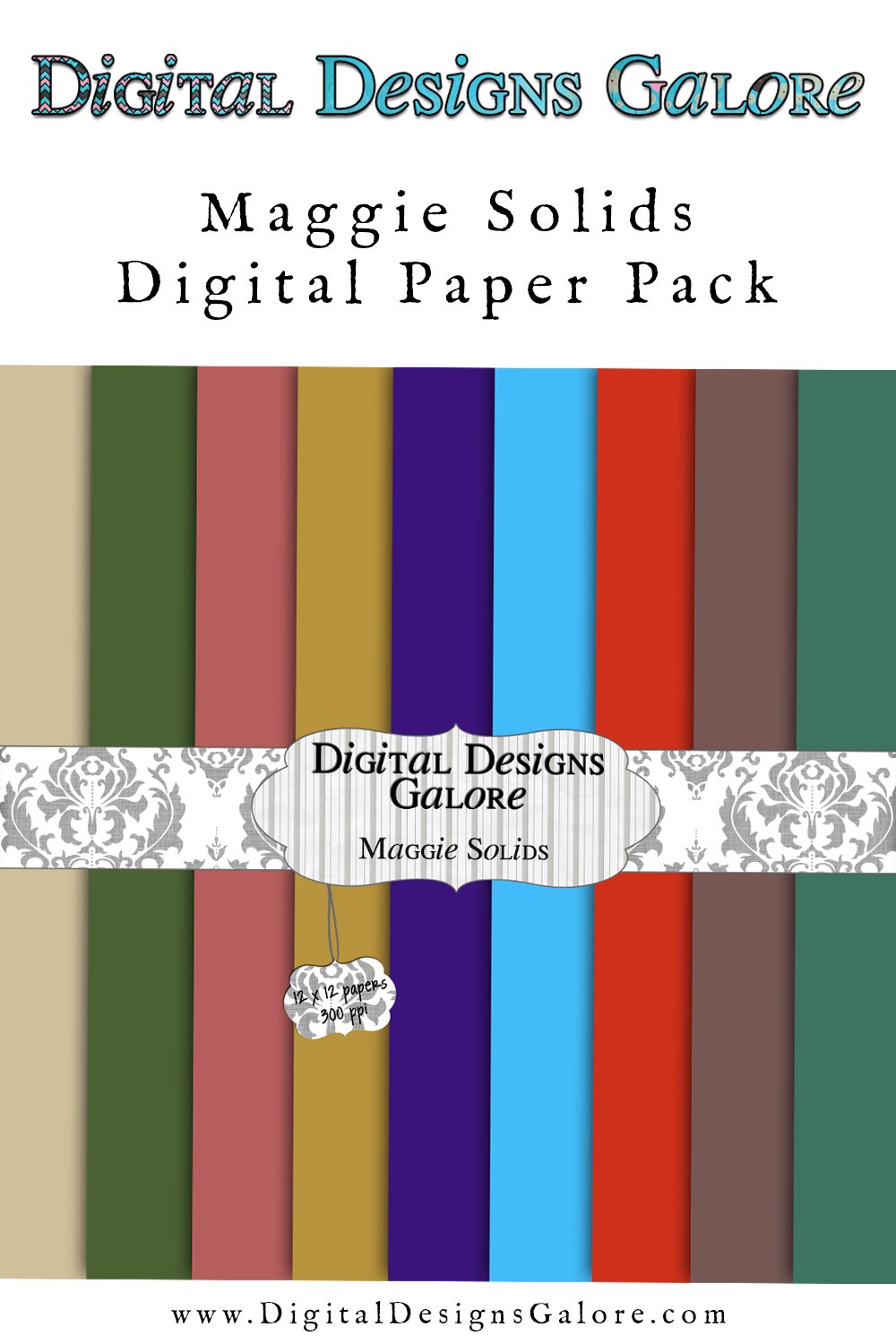 Maggie Solids Digital Paper Pack | 9 Digital Craft Papers