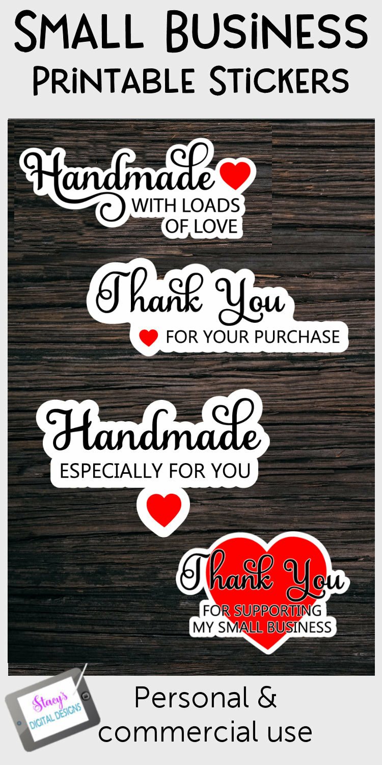 Printable Small Business Stickers - Handmade and Thank You