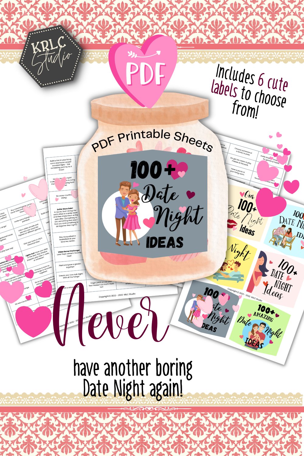 100+ Romantic Date Night Ideas PDF Printable Sheets