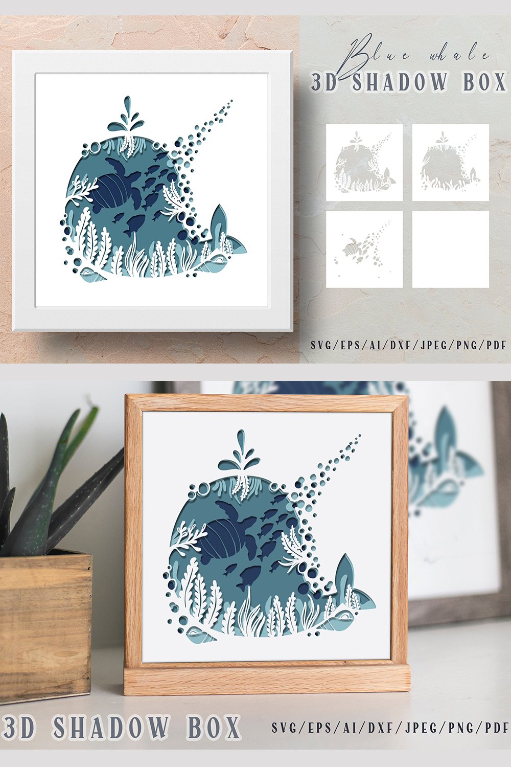Ocean 3D Shadow Box - Layered Papercut - Cutting Files - SVG