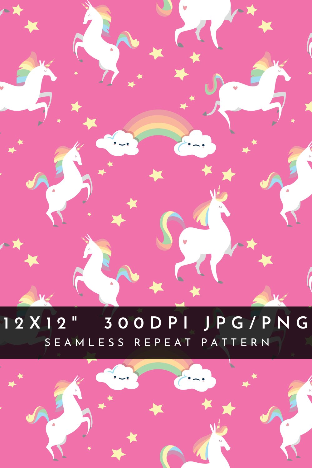 Kawaii Unicorn Seamless Digital Pattern