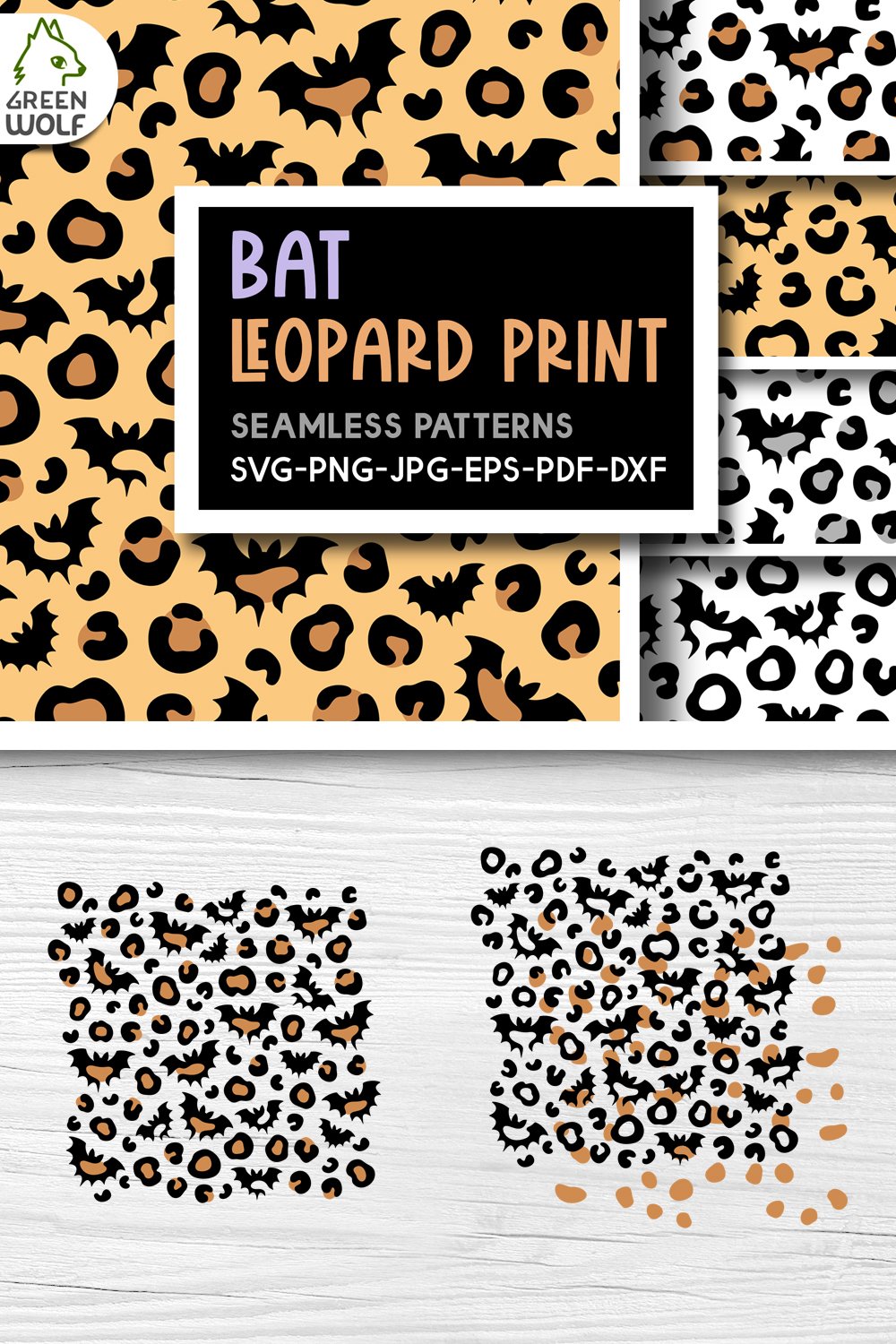 Bat leopard print svg Halloween patterns Bat pattern svg dxf