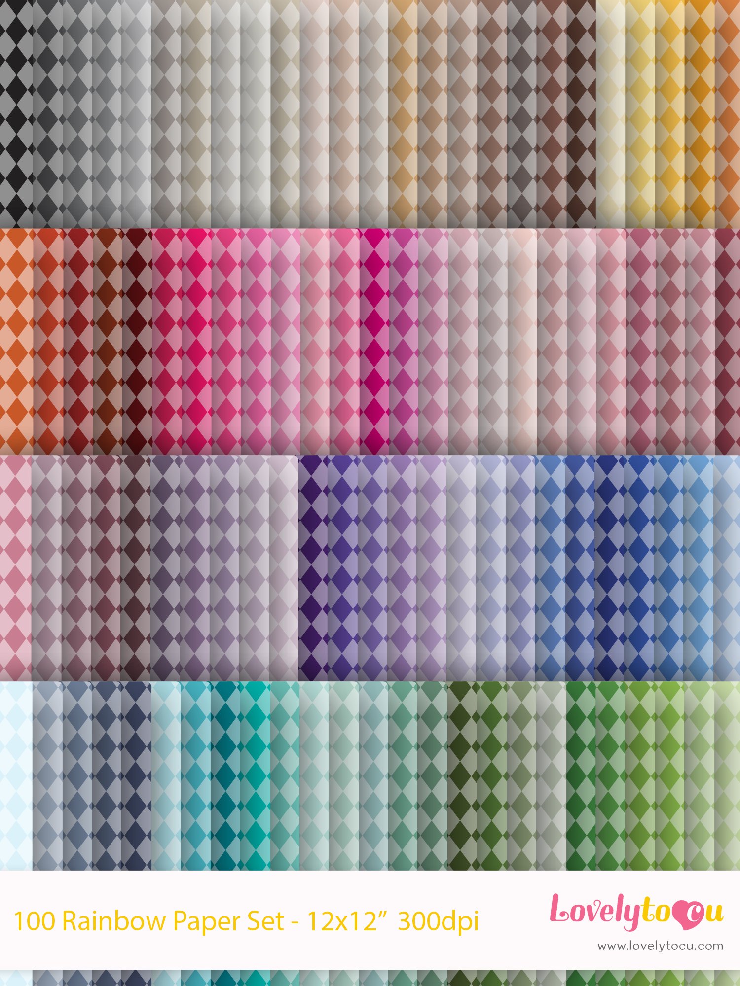 Large solid diamond, 100 colors seamless paper pattern