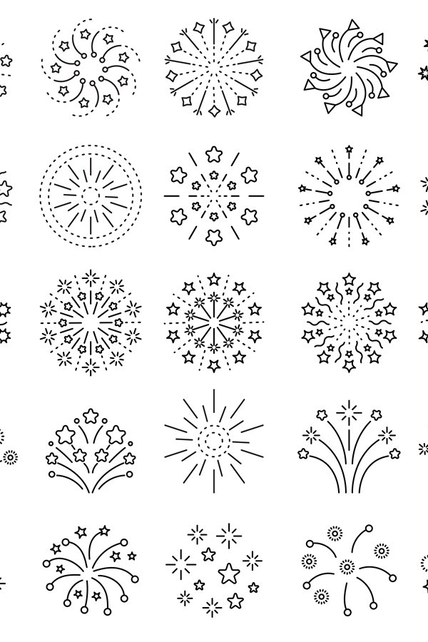 Fireworks icon. Sparks boom stars entertainment festival sym