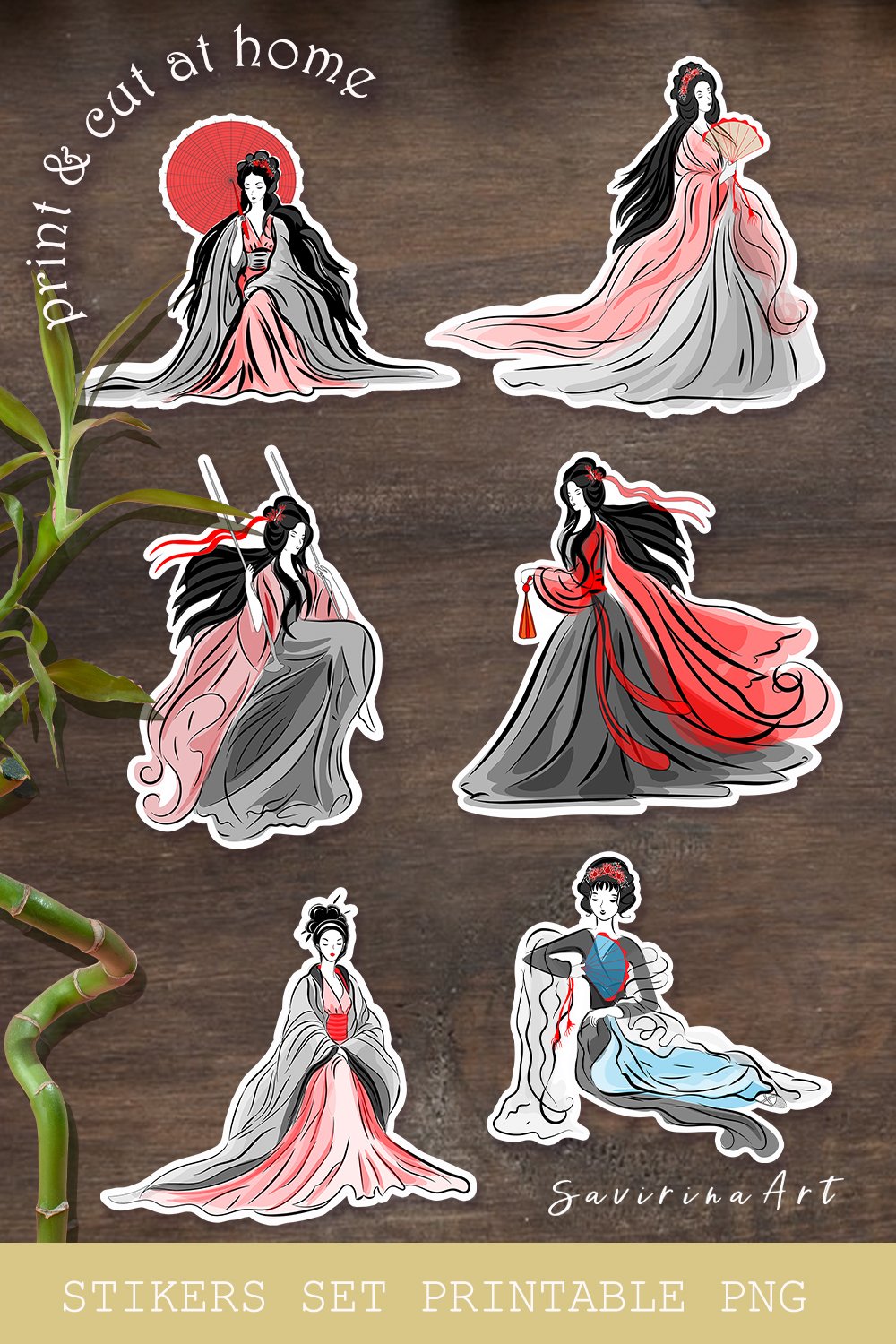 Asia Design Sticker Stickers set Printable. Sticker PNG Asia girl. (2846487)