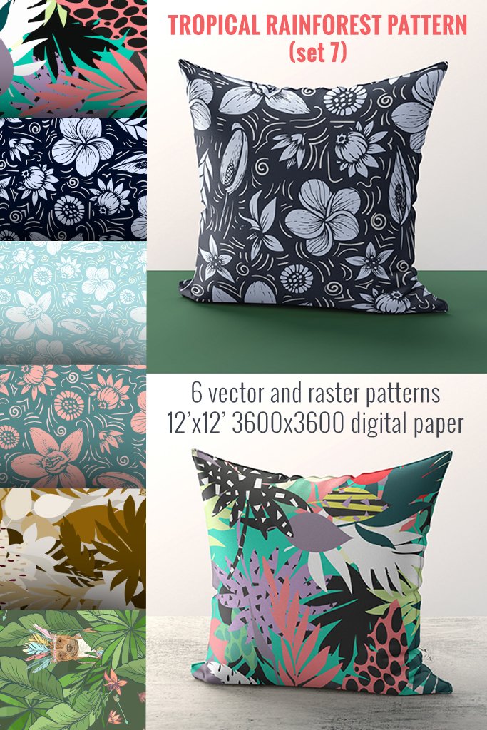 Tropical rainforest digital paper and seamless (1296403)