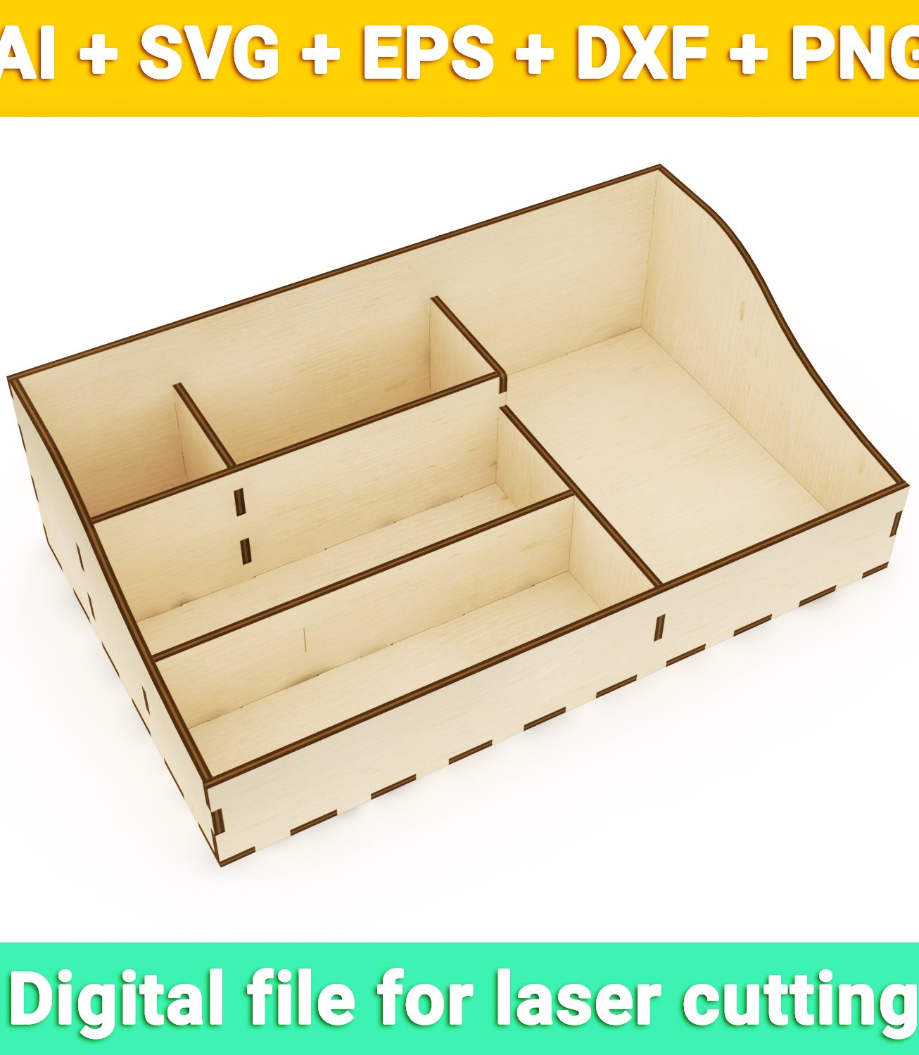 Multi-section organizer vector for CNC svg vector file