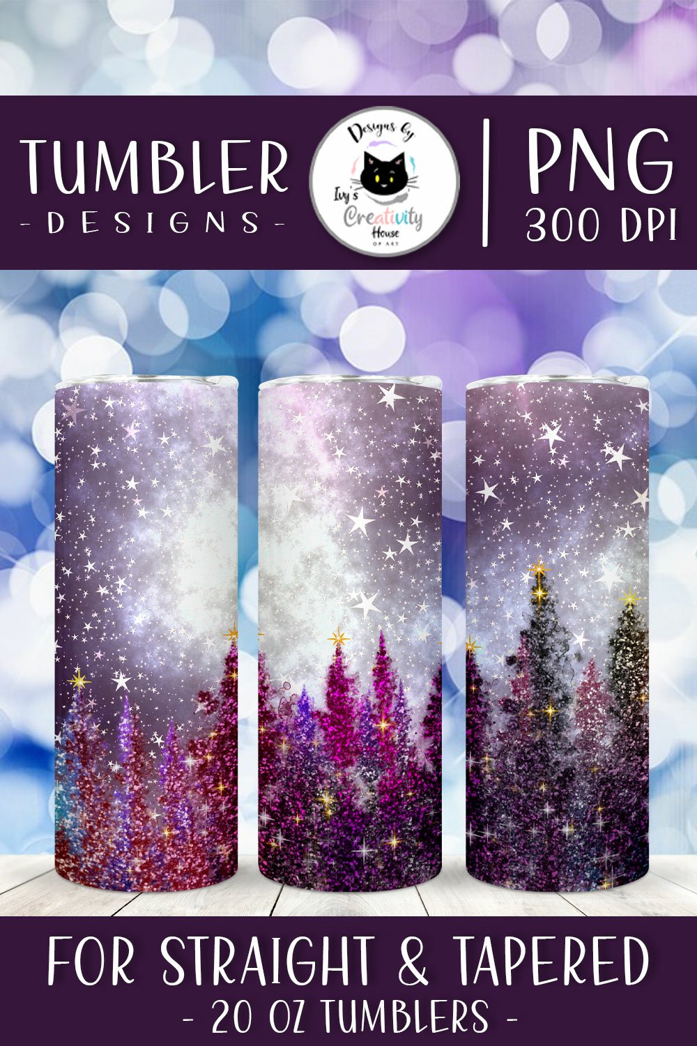 Christmas Tree Tumbler Design | Glittery Tumbler PNG