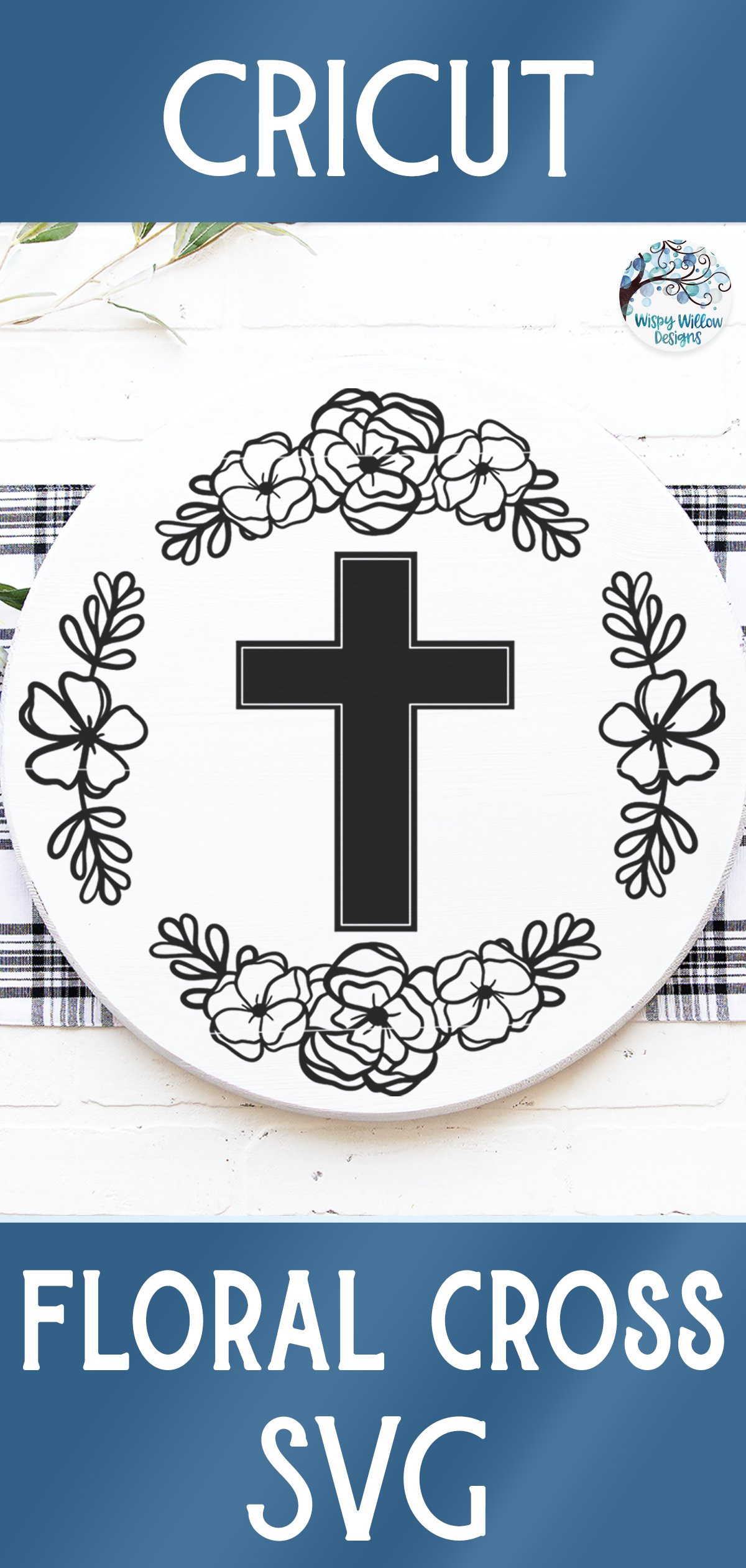 Christian Cross with Flowers SVG | Round Cross Sign SVG