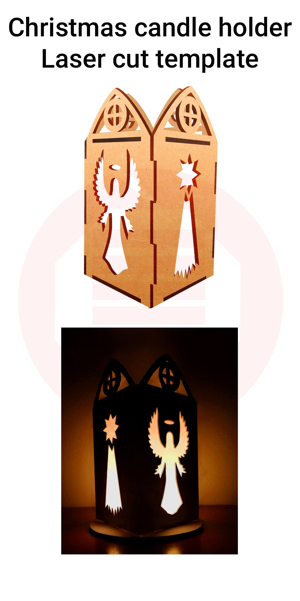 Laser cut Christnas candle holder template svg