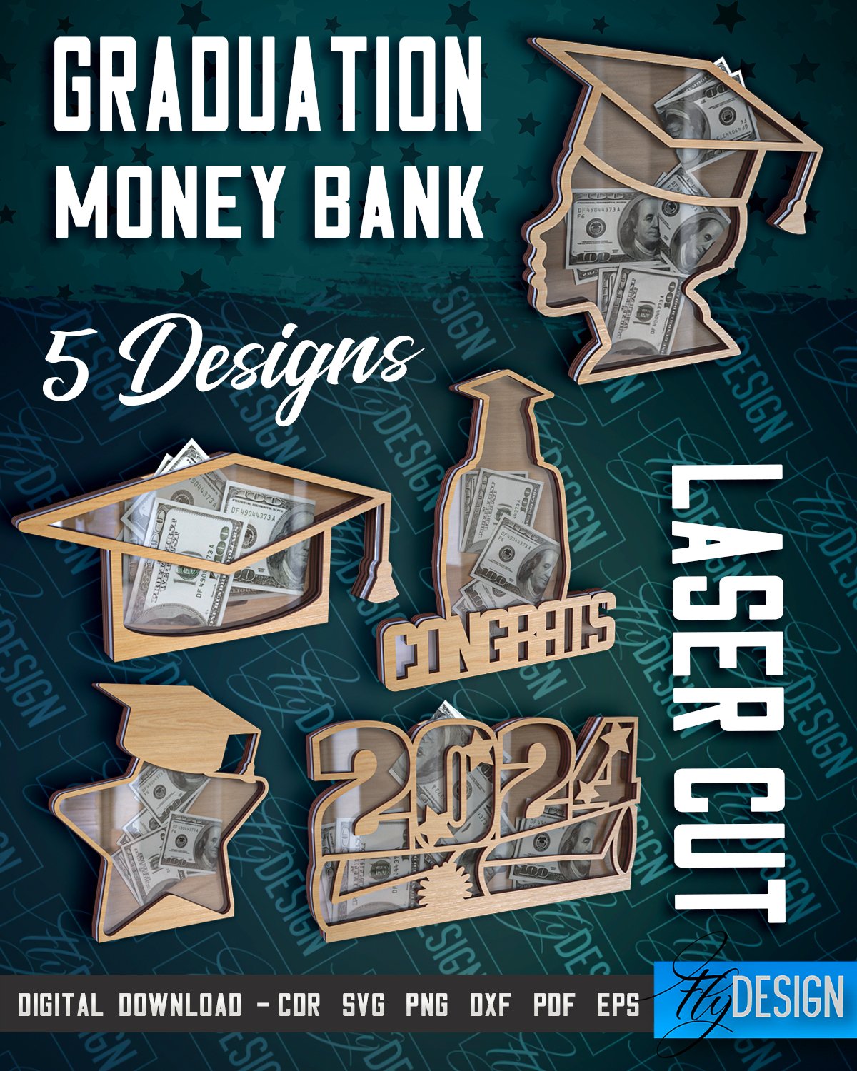 Graduation Money Piggy Bank Laser Cut Bundle|Grad Money Box