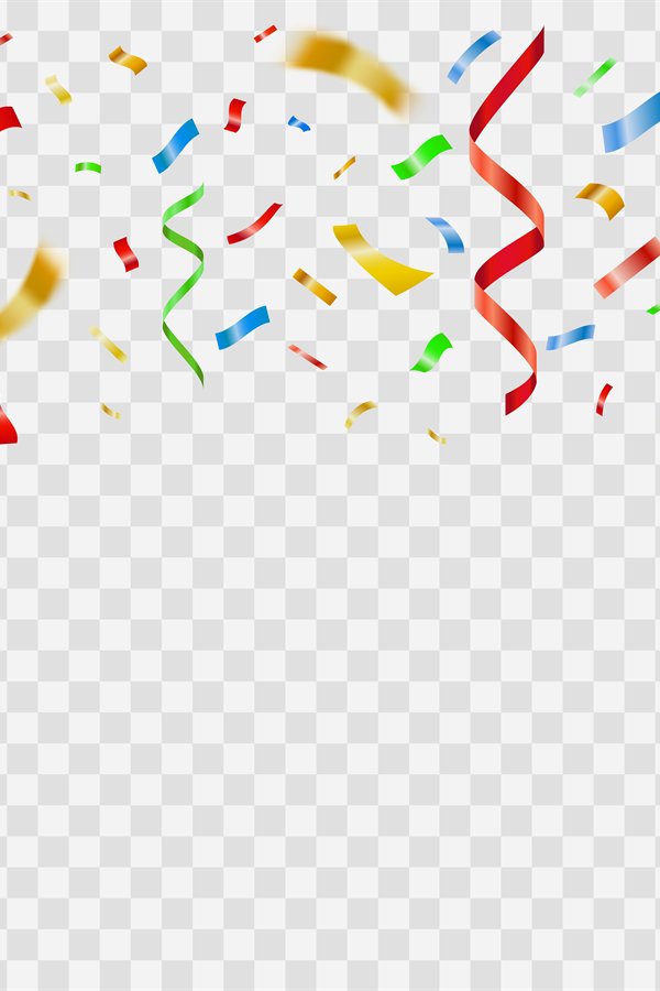 Party decoration color confetti. Realistic party paper flyin