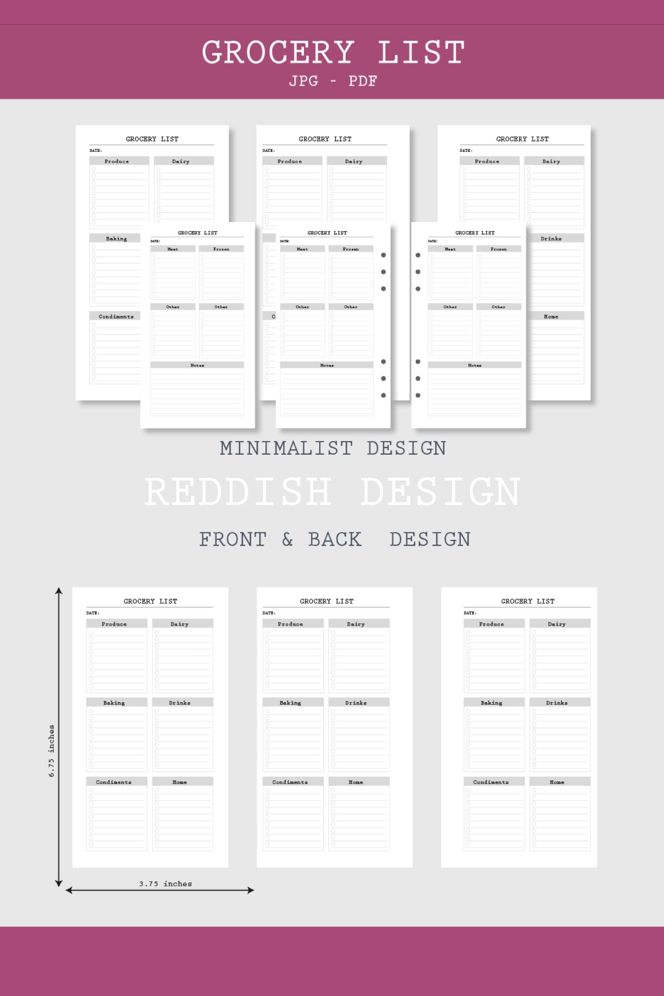 Grocery List Pages Planner bullet journal Inserts (1221784)