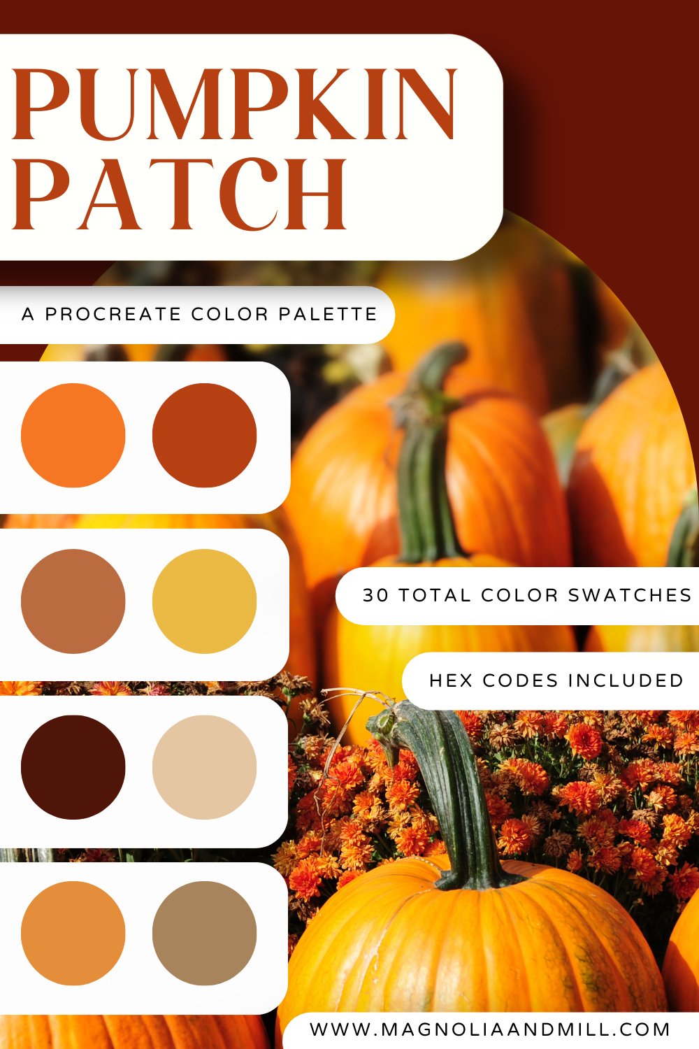 Pumpkin Patch Procreate Color Palette HEX Codes Included