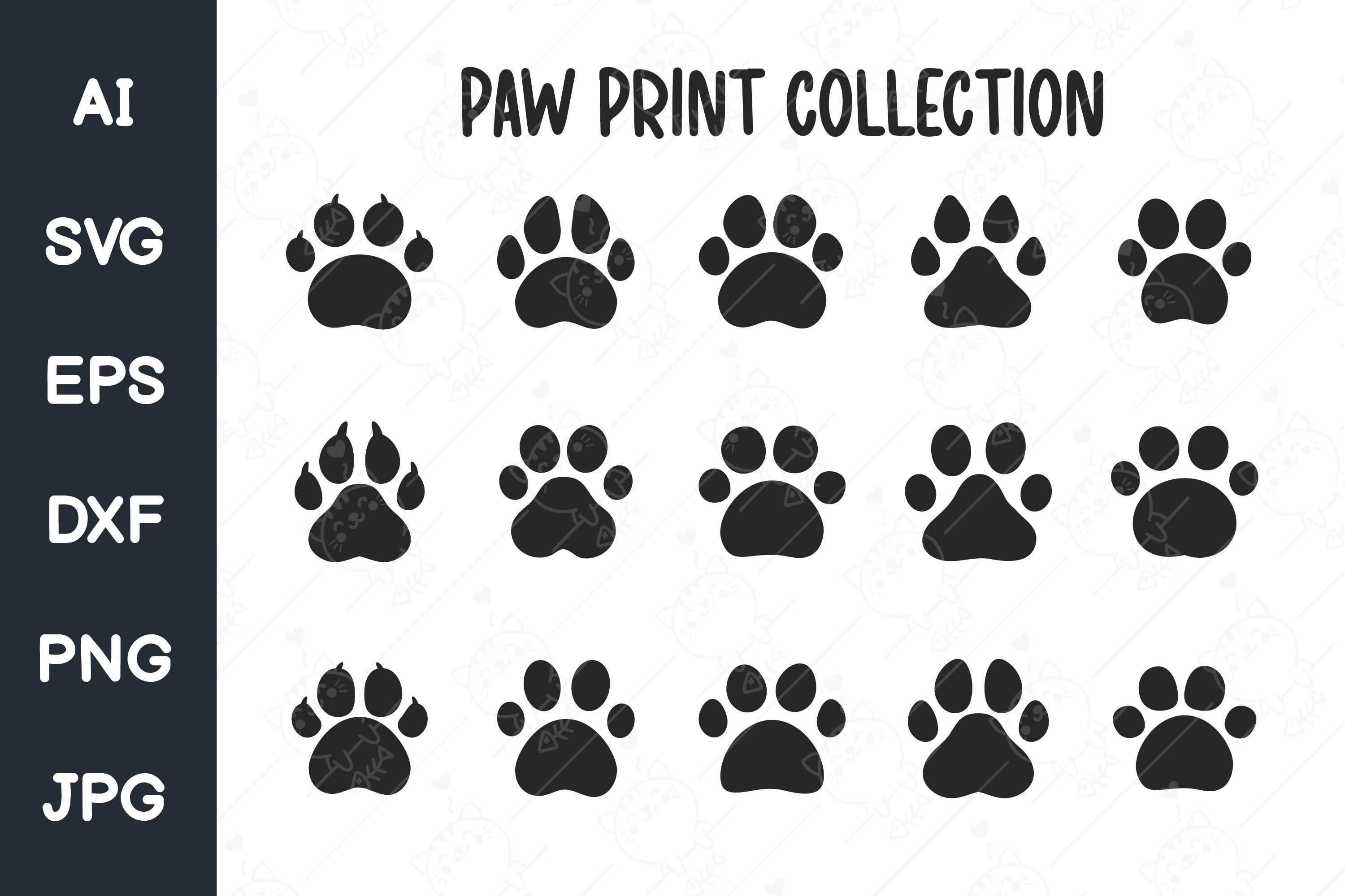 Dog and cat paw prints. dog footprints with claws. (1116801)