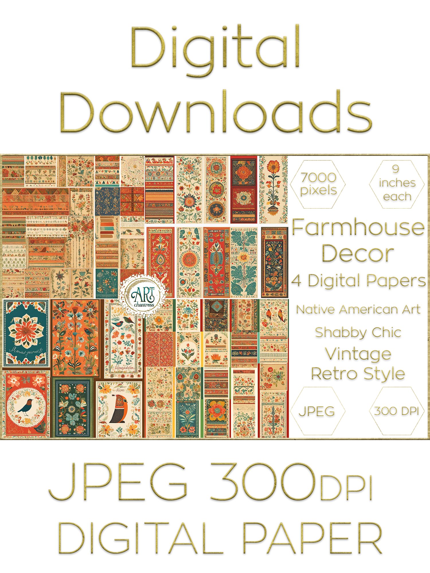 Vintage Classic digital papers Native American Art (3503119)