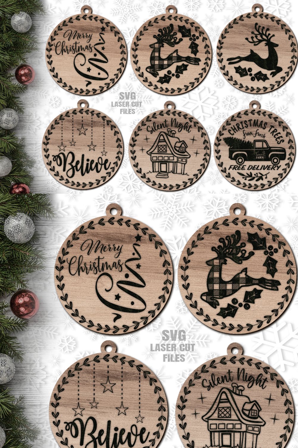 Christmas Ornament SVG Bundle | Christmas Laser Cut Files