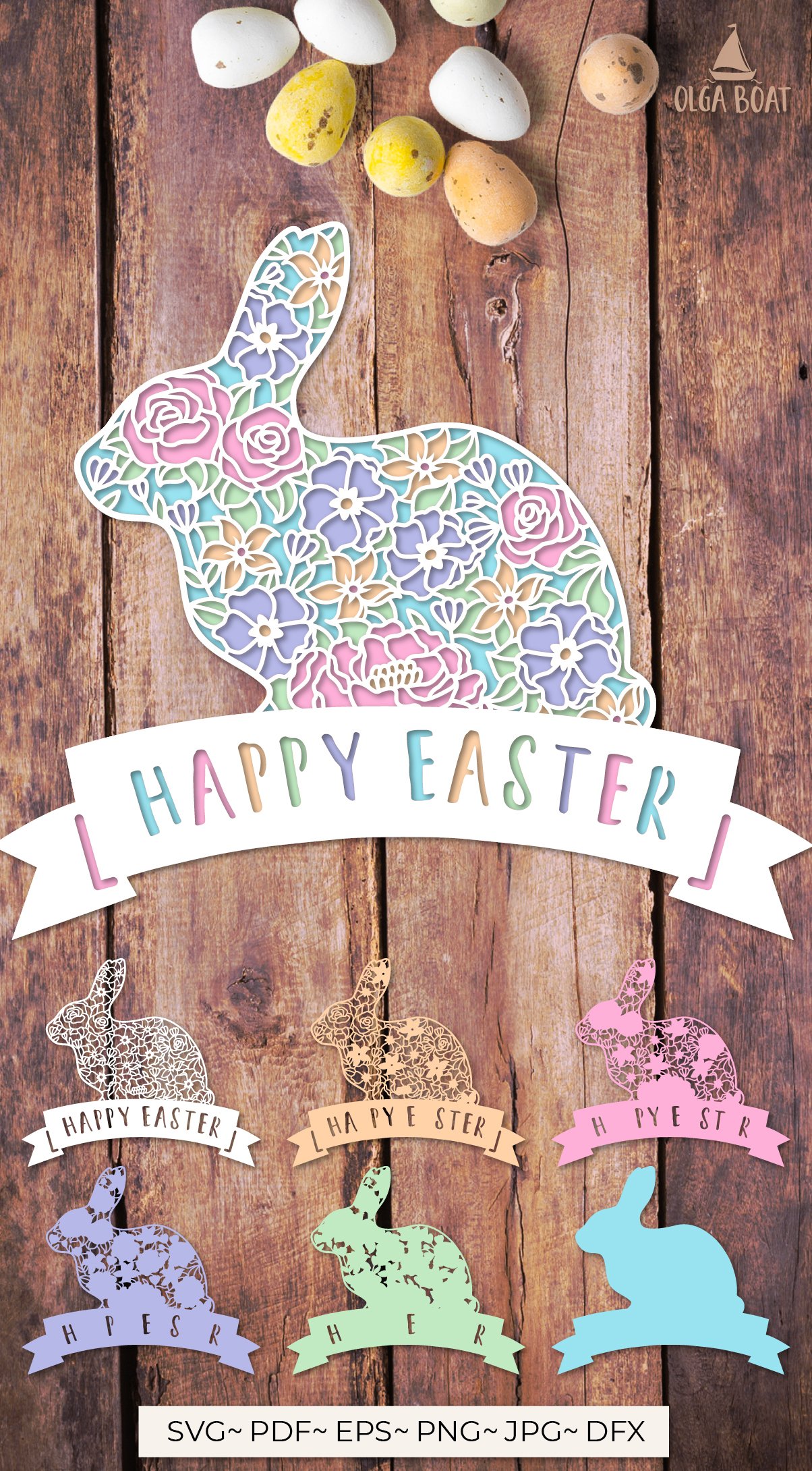 3d Easter Bunny svg |Happy Easter Bunny layered papercut