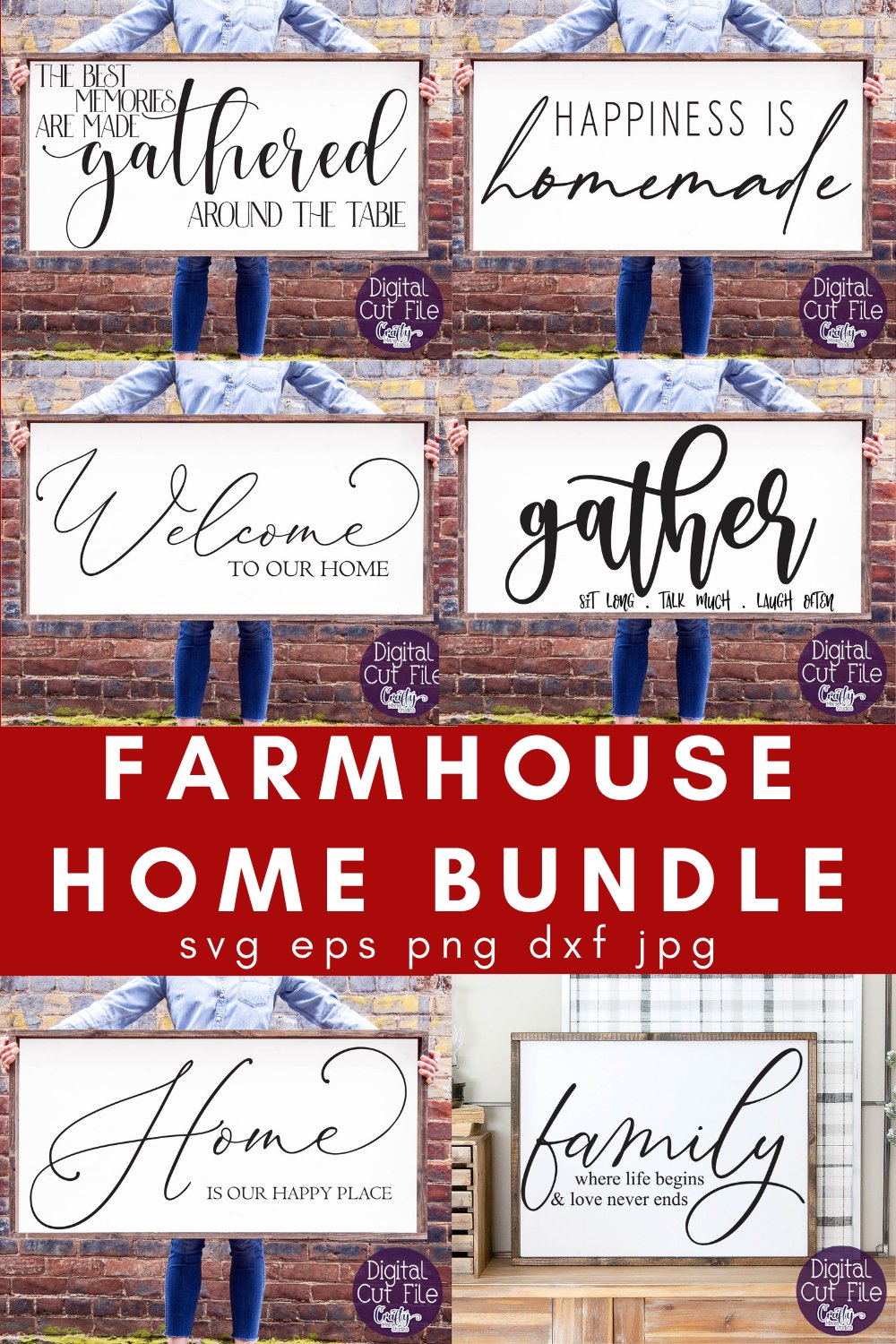 Farmhouse Home Sign Bundle #4 | Modern Traditional Decor Svg