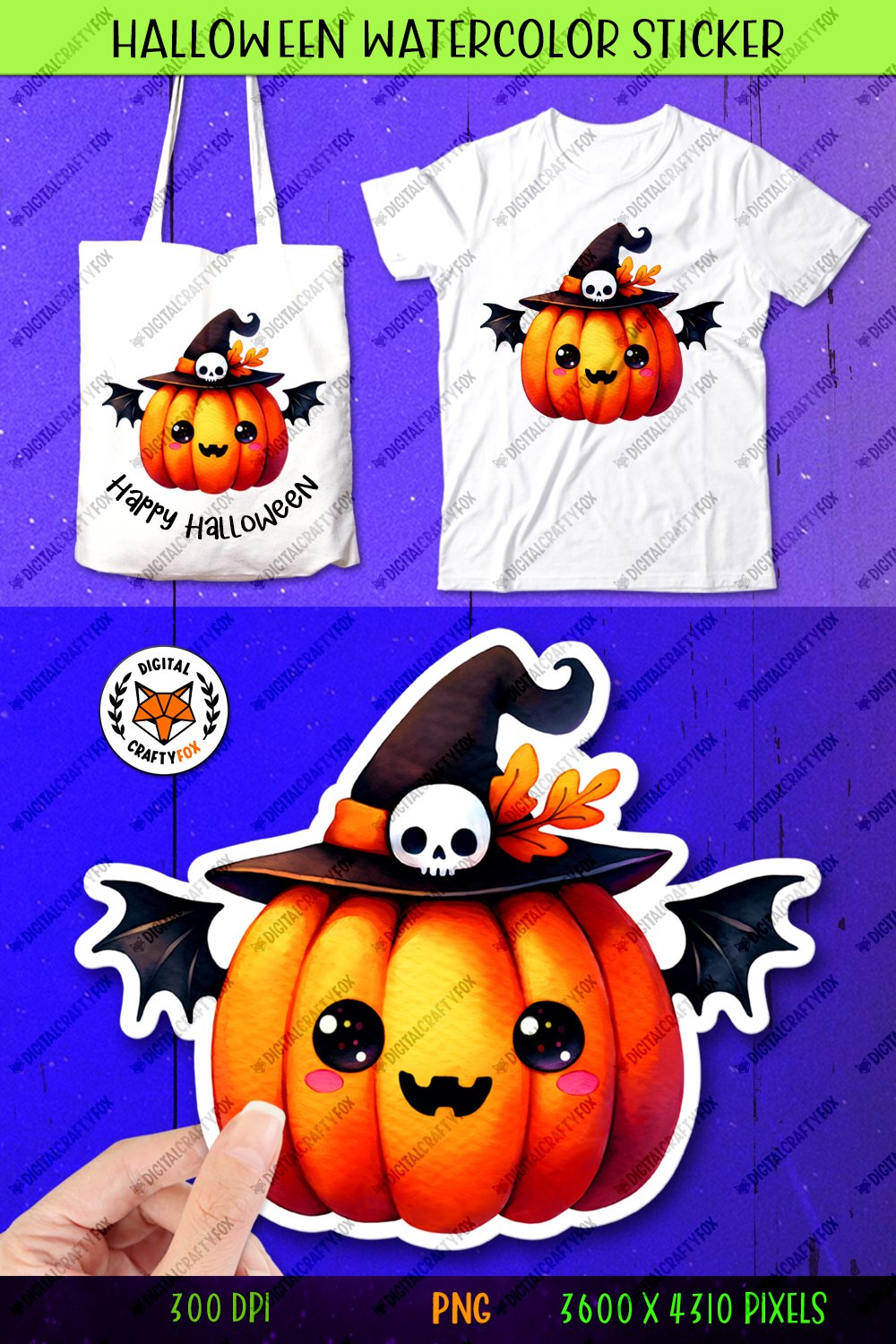 Halloween Pumpkin Witch Hat Sticker PNG,Kawaii PNG