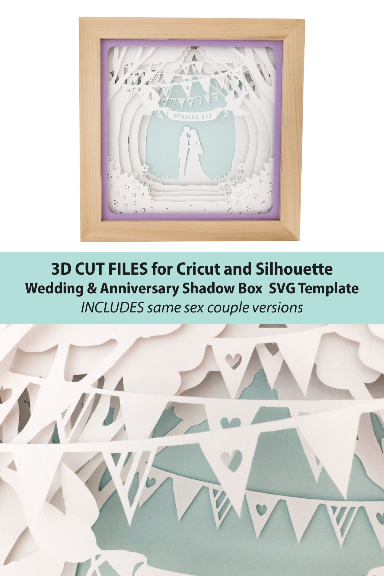 Wedding Couple Anniversary Shadow Box SVG Layered Paper Cut